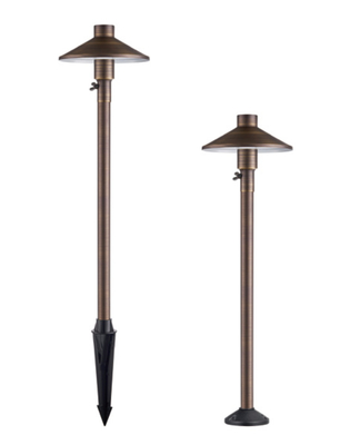 Buy 12 Volt LED Garden Spike Lights G4 Tempered Glass Antique Brass Spike Or Surface Mounted online manufacture